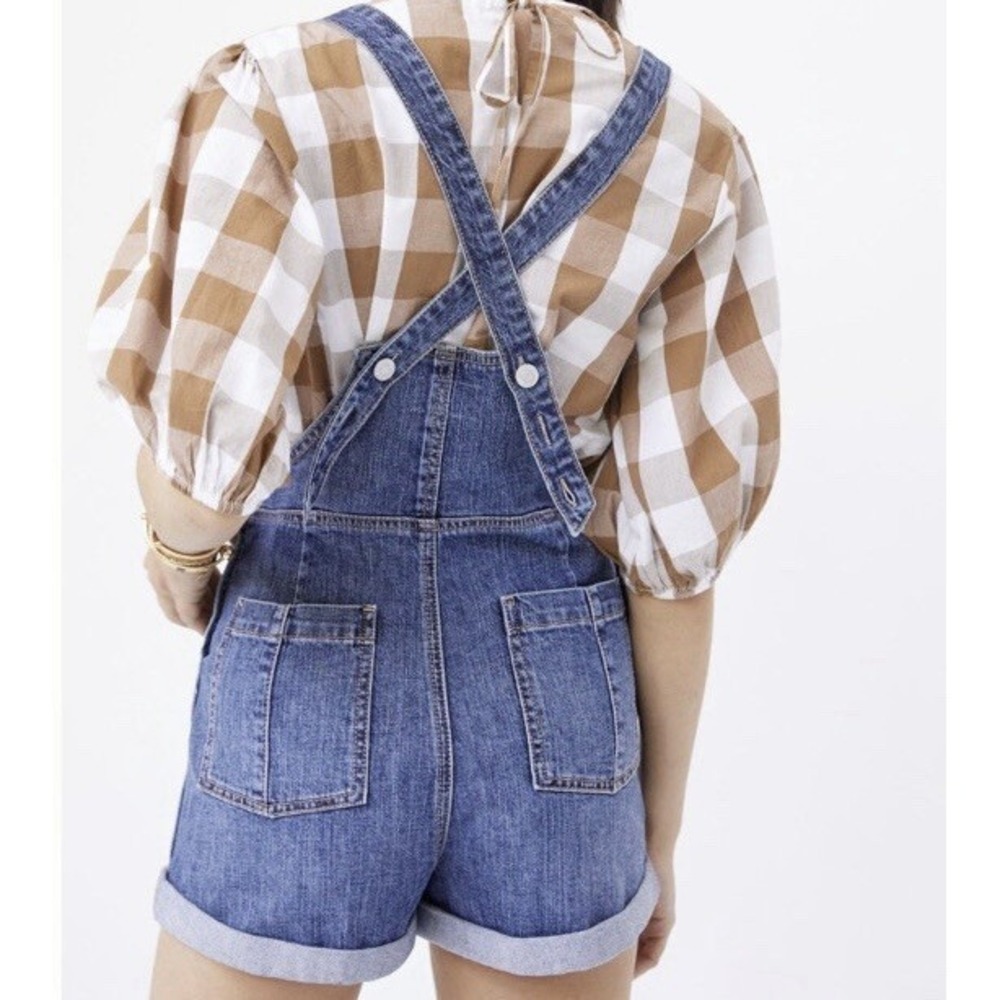 Anthropologie Pilcro Slouchy Blue Denim Overall Shorts Size 29 Boho NO SHIRT - Picture 2 of 8